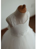 Ivory Lace Tutu Tulle Tea Length Flower Girl Dress